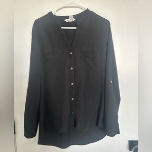 White House Black Market Women’s Black Button Down Shirt